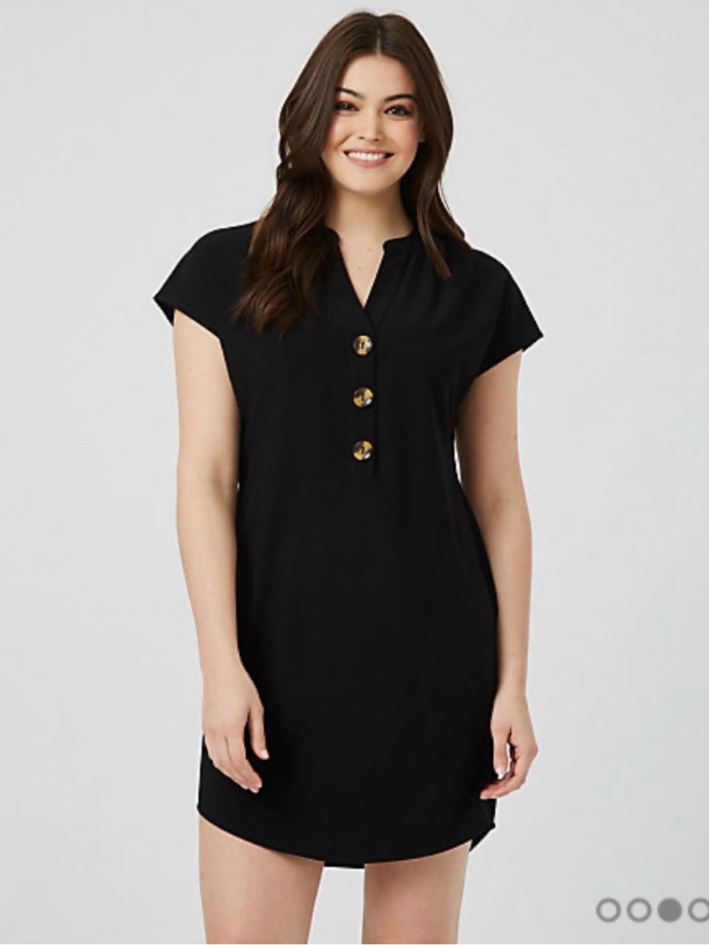 Le Chateau V-Neck Tunic Dress Black - casual, summer dress, Size Small